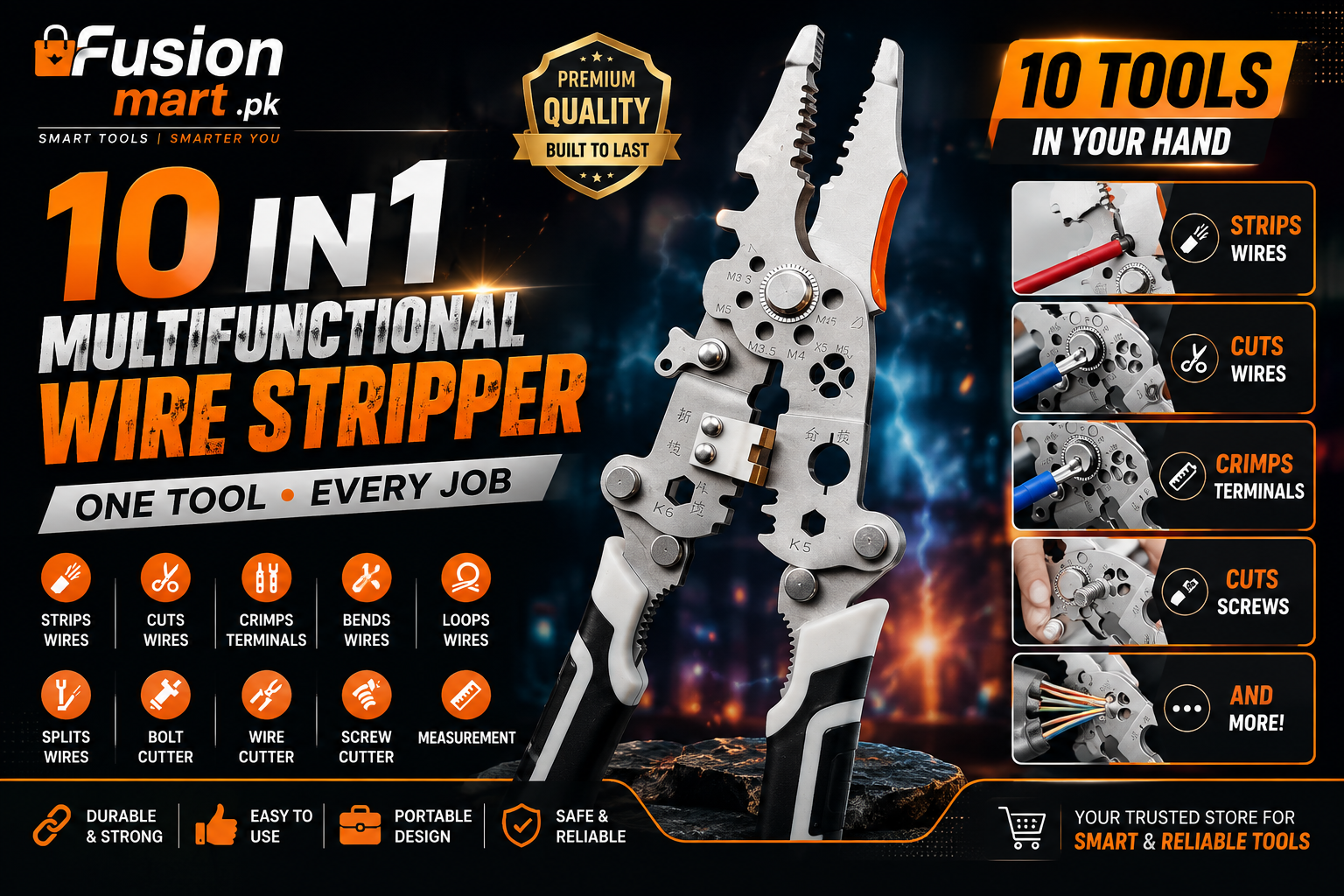 10 in 1  Multifunctional Wire Stripper Crimper Cable Cutter ( Imported)