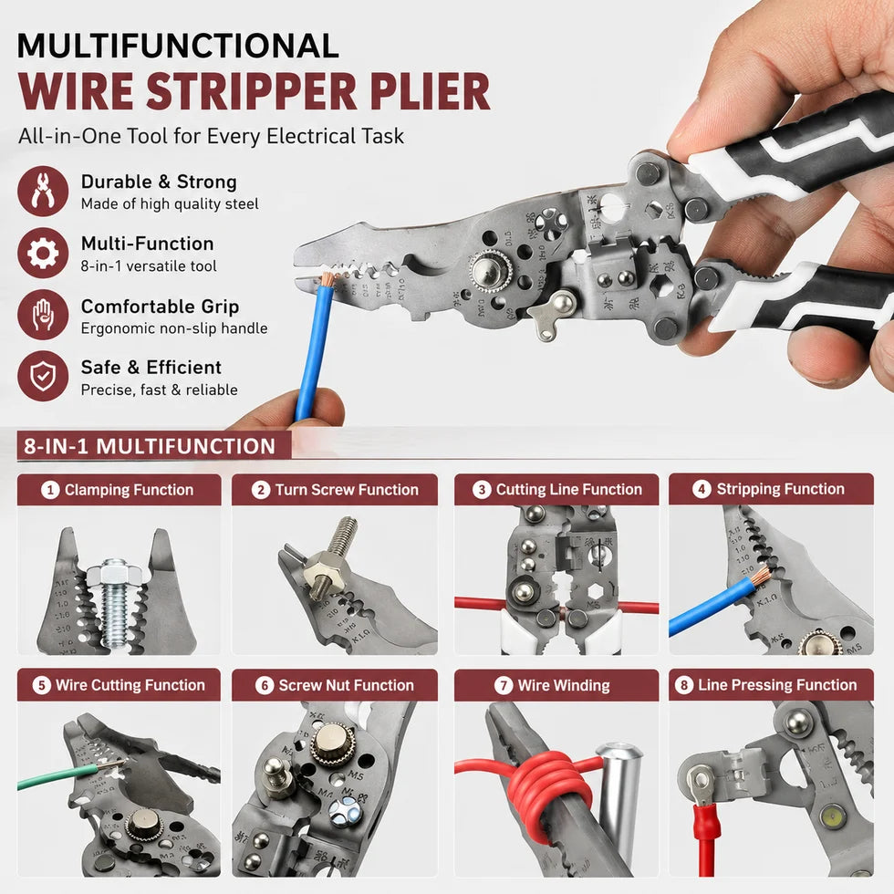 10 in 1  Multifunctional Wire Stripper Crimper Cable Cutter ( Imported)